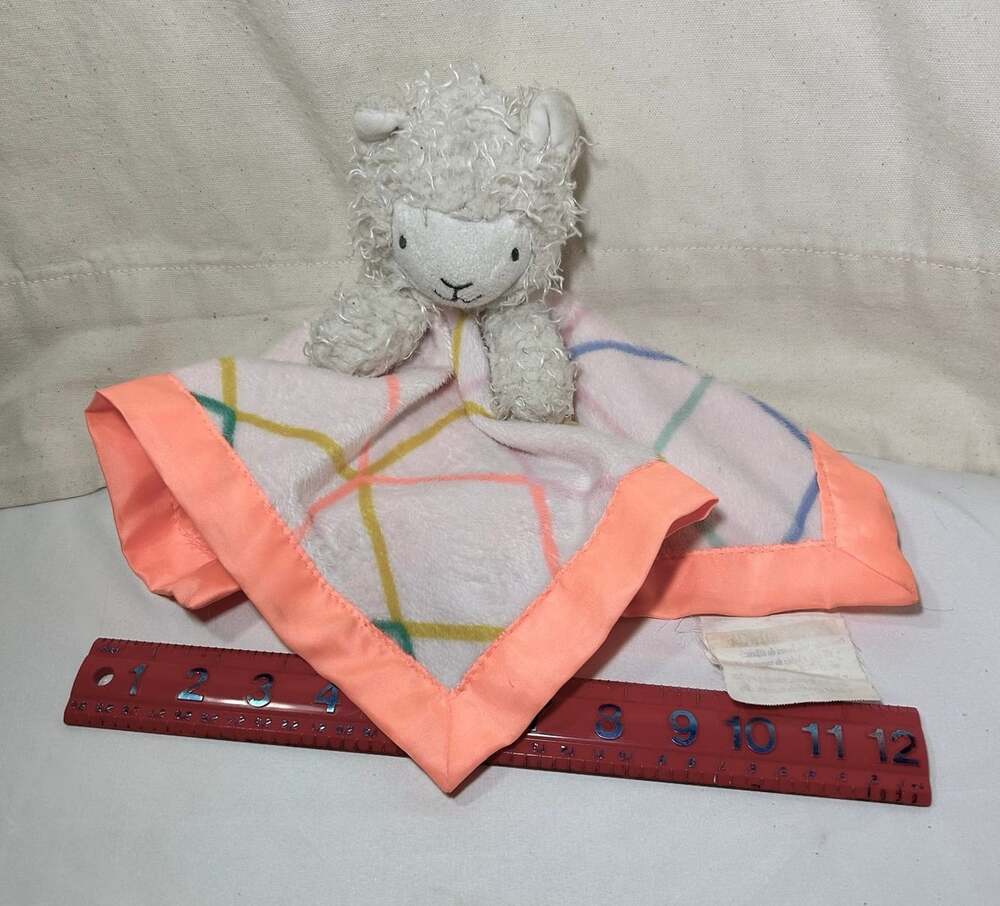 Cloud Island Llamab Lovey Neon Pink Orange Security Blanket Baby Plush Toy